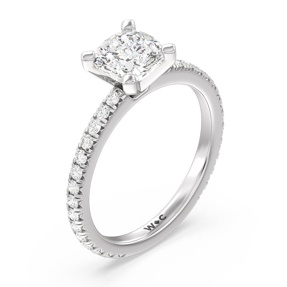 Cushion Cut Ara Petite French Set Diamond Engagement Ring with Lab Grown Diamond in 14KT Platinum view 3
