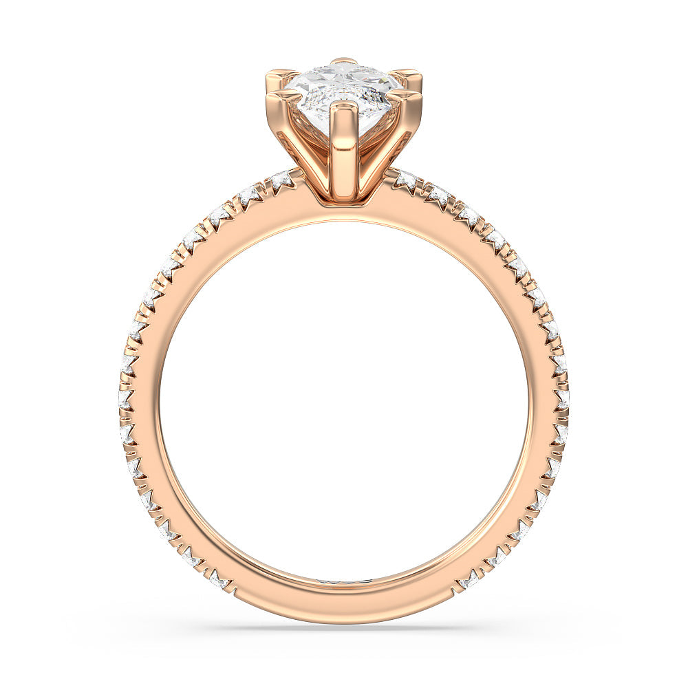 Marquise Cut Ara Petite French Set Diamond Engagement Ring with Lab Grown Diamond in 14KT Rose Gold view 2
