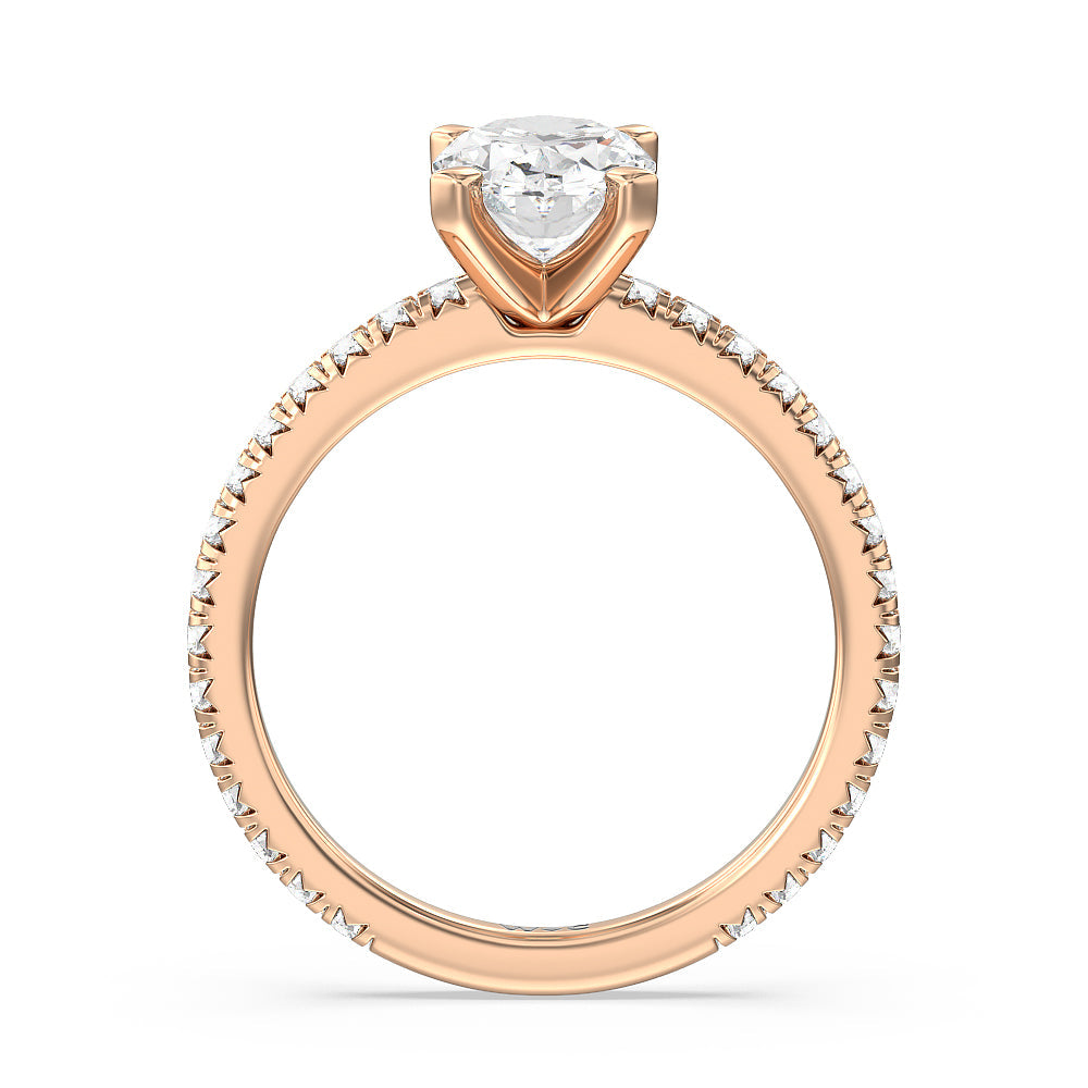 Oval Cut Ara Petite French Set Diamond Engagement Ring with Lab Grown Diamond in 14KT Rose Gold view 2
