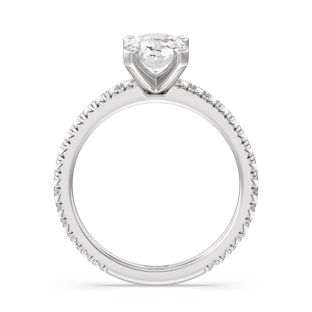 Oval Cut Ara Petite French Set Diamond Engagement Ring with Lab Grown Diamond in 14KT Platinum view 2
