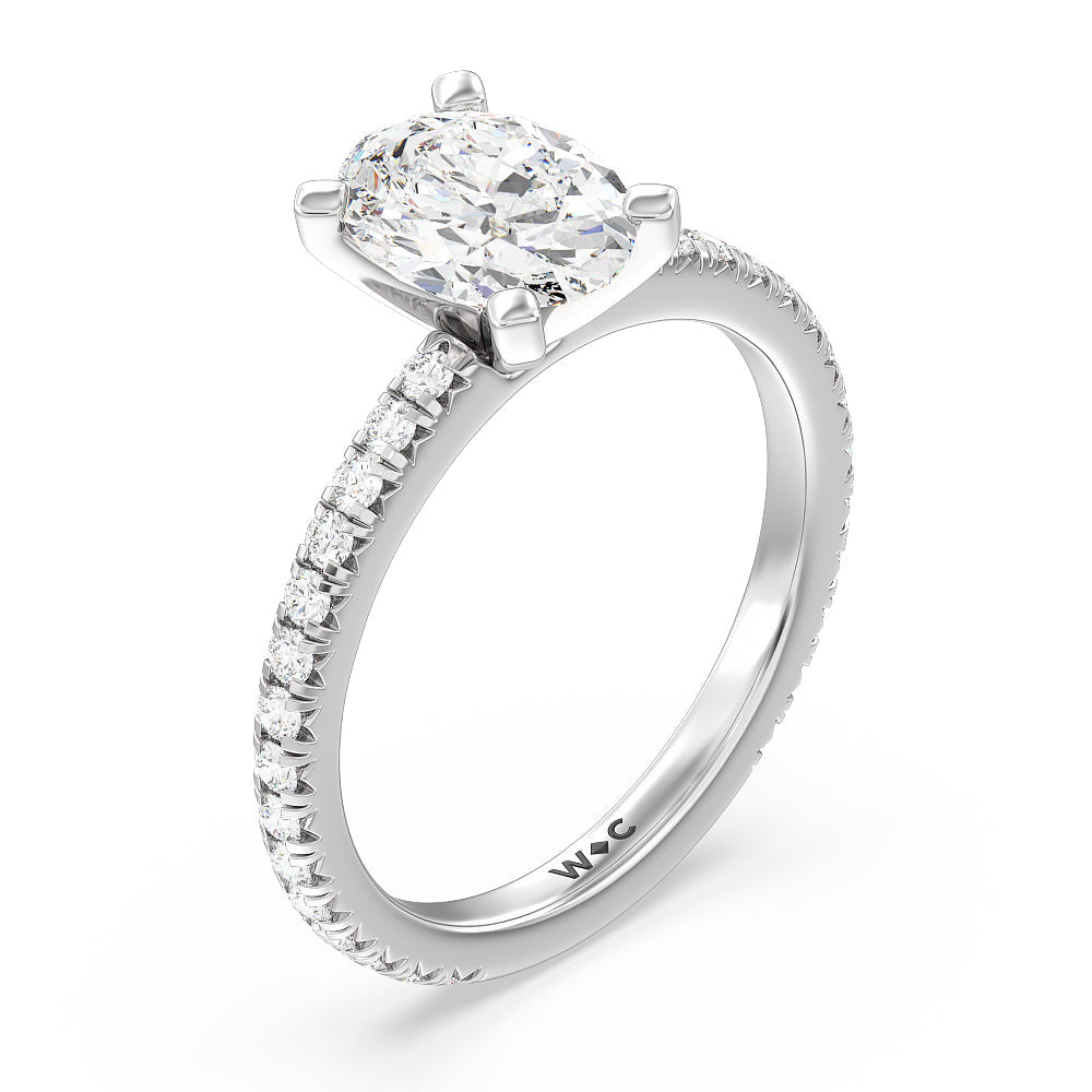 Oval Cut Ara Petite French Set Diamond Engagement Ring with Lab Grown Diamond in 14KT Platinum view 3
