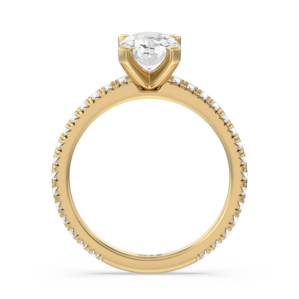 Oval Cut Ara Petite French Set Diamond Engagement Ring with Lab Grown Diamond in 14KT Yellow Gold view 2
