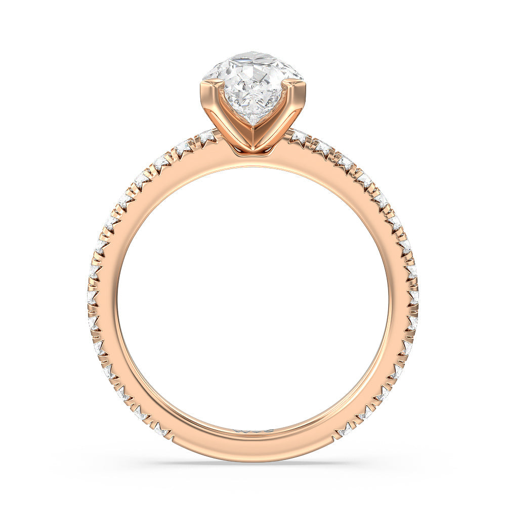 Pear Cut Ara Petite French Set Diamond Engagement Ring with Lab Grown Diamond in 14KT Rose Gold view 2
