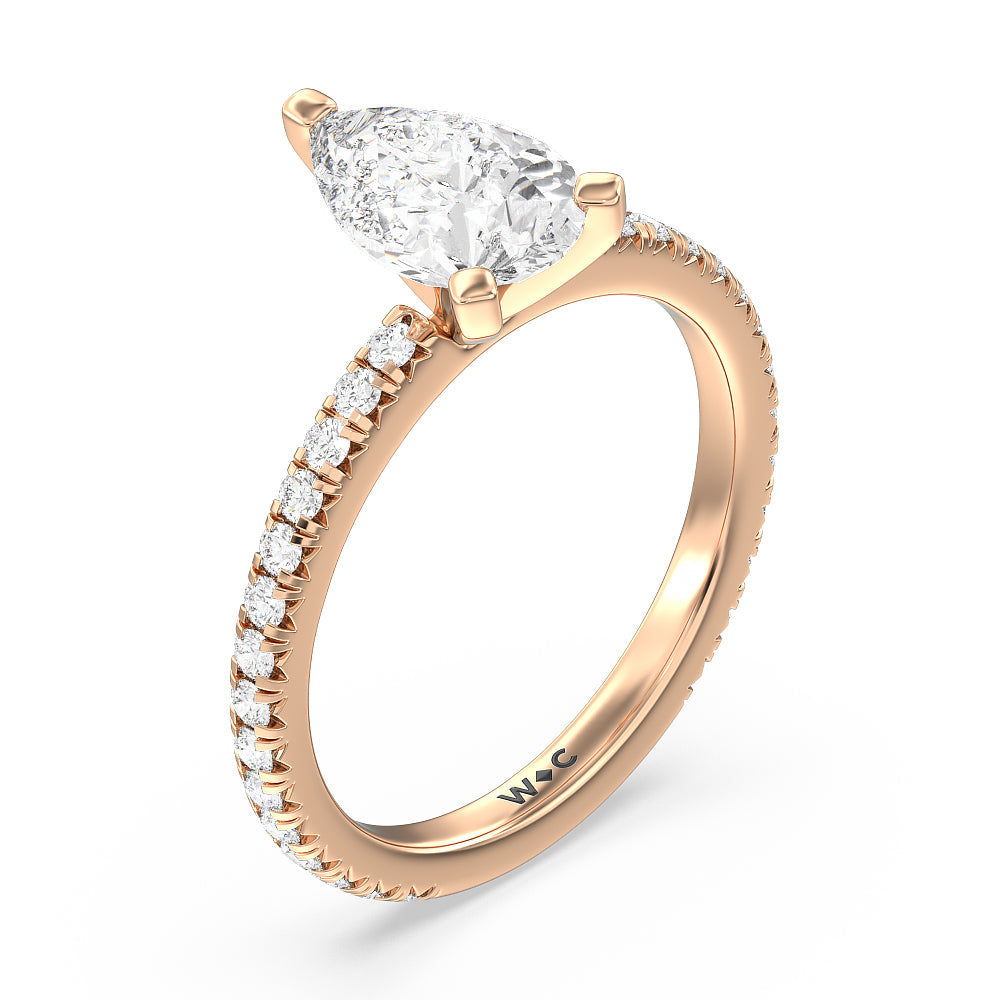 Pear Cut Ara Petite French Set Diamond Engagement Ring with Lab Grown Diamond in 14KT Rose Gold view 3
