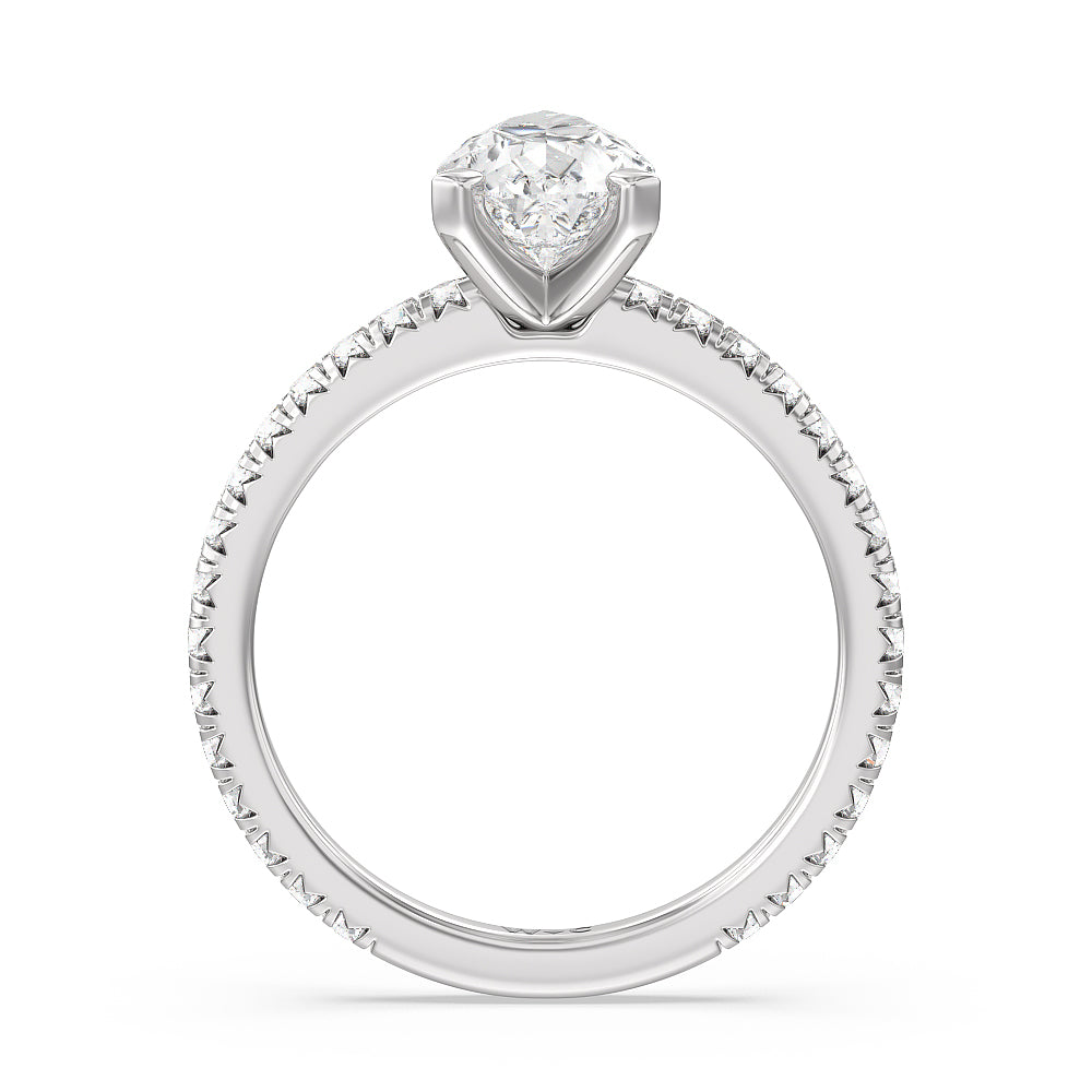 Pear Cut Ara Petite French Set Diamond Engagement Ring with Lab Grown Diamond in 14KT Platinum view 2

