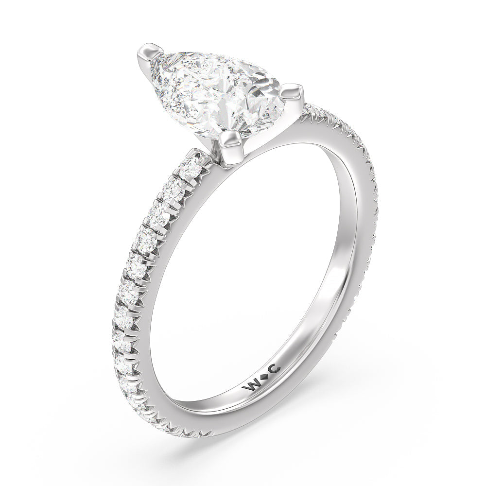 Pear Cut Ara Petite French Set Diamond Engagement Ring with Lab Grown Diamond in 14KT Platinum view 3
