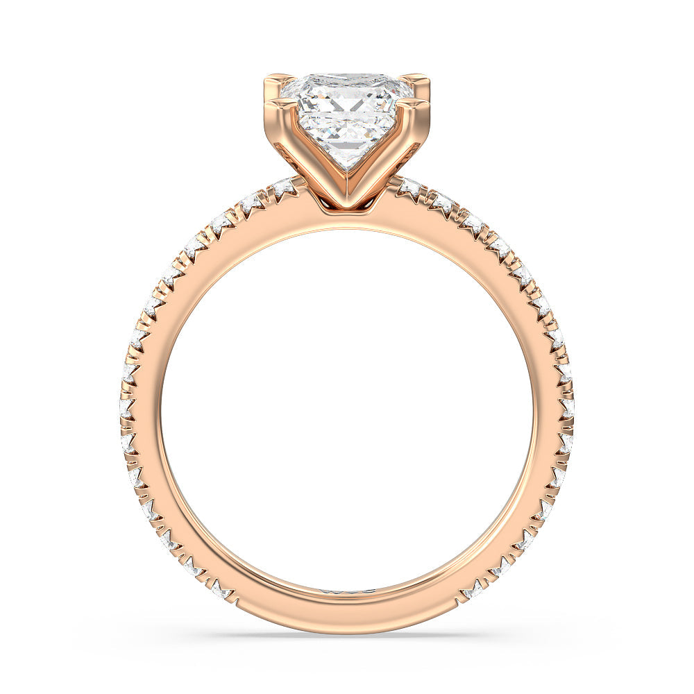 Princess Cut Ara Petite French Set Diamond Engagement Ring with Lab Grown Diamond in 14KT Rose Gold view 2
