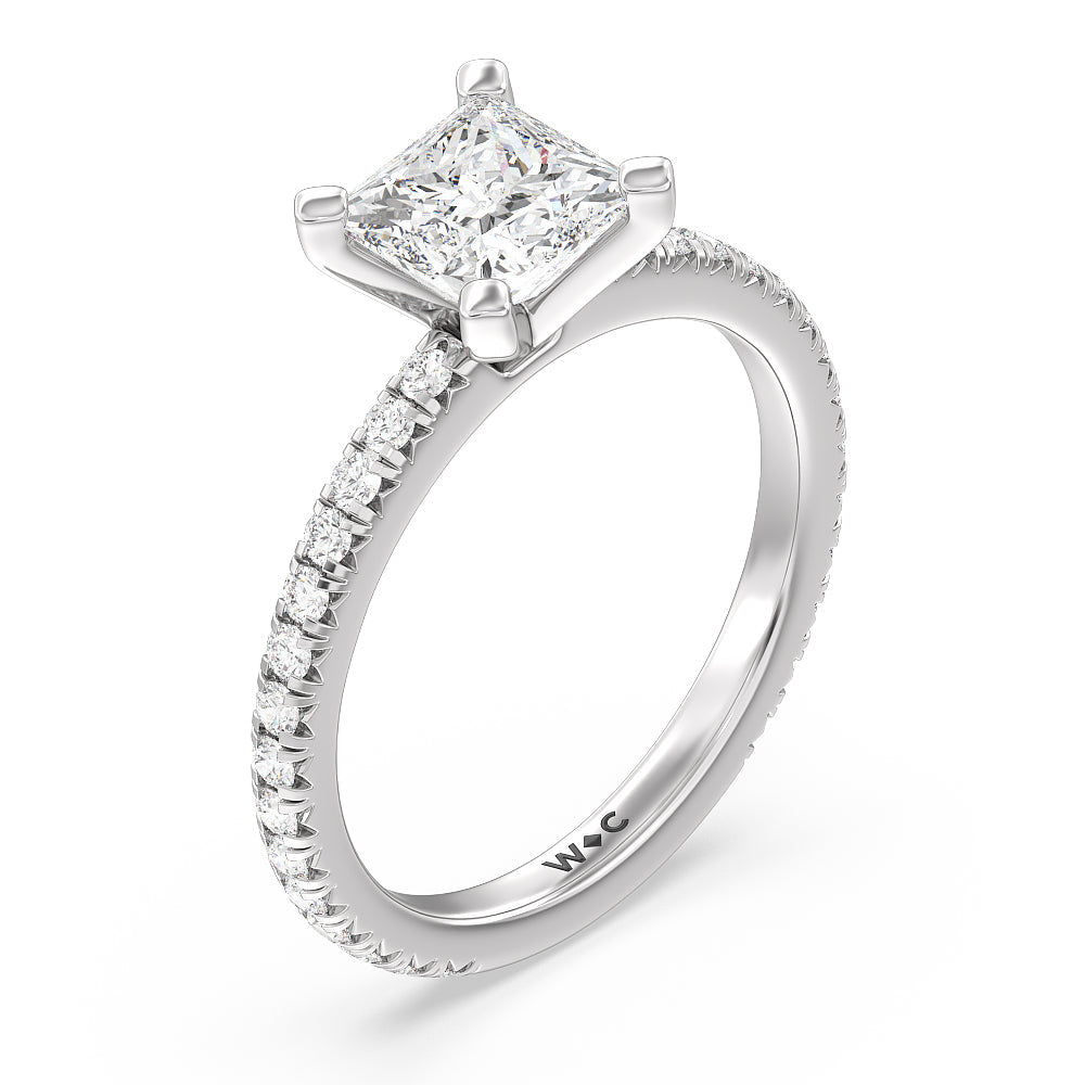 Princess Cut Ara Petite French Set Diamond Engagement Ring with Lab Grown Diamond in 14KT Platinum view 3
