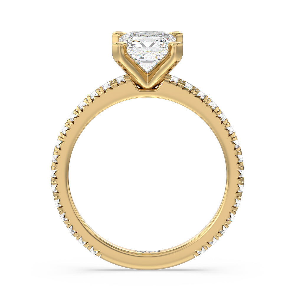 Princess Cut Ara Petite French Set Diamond Engagement Ring with Lab Grown Diamond in 14KT Yellow Gold view 2
