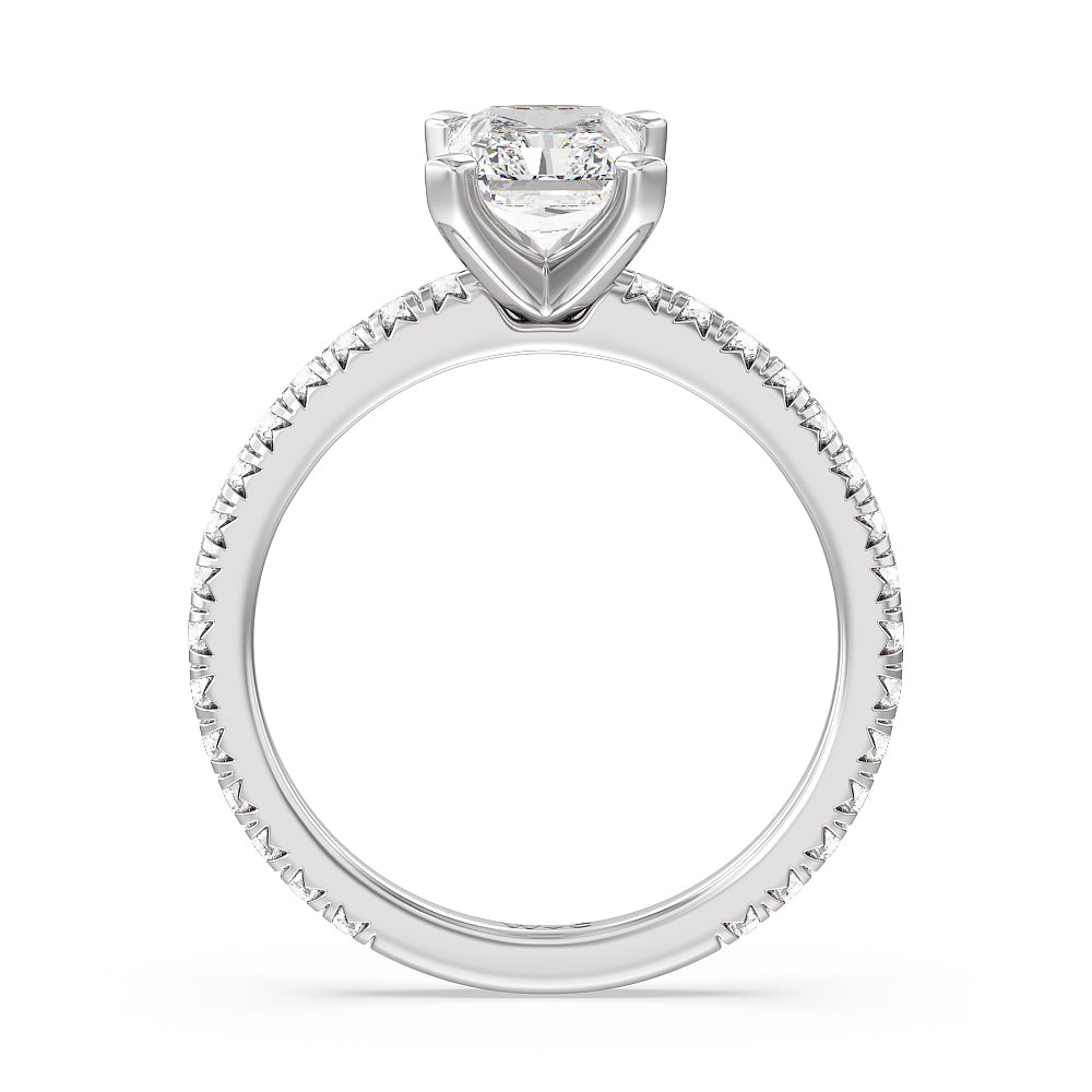 Radiant Cut Ara Petite French Set Diamond Engagement Ring with Lab Grown Diamond in 14KT Platinum view 2
