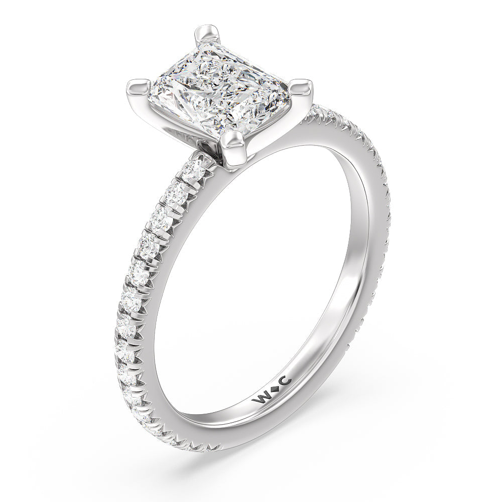 Radiant Cut Ara Petite French Set Diamond Engagement Ring with Lab Grown Diamond in 14KT Platinum view 3
