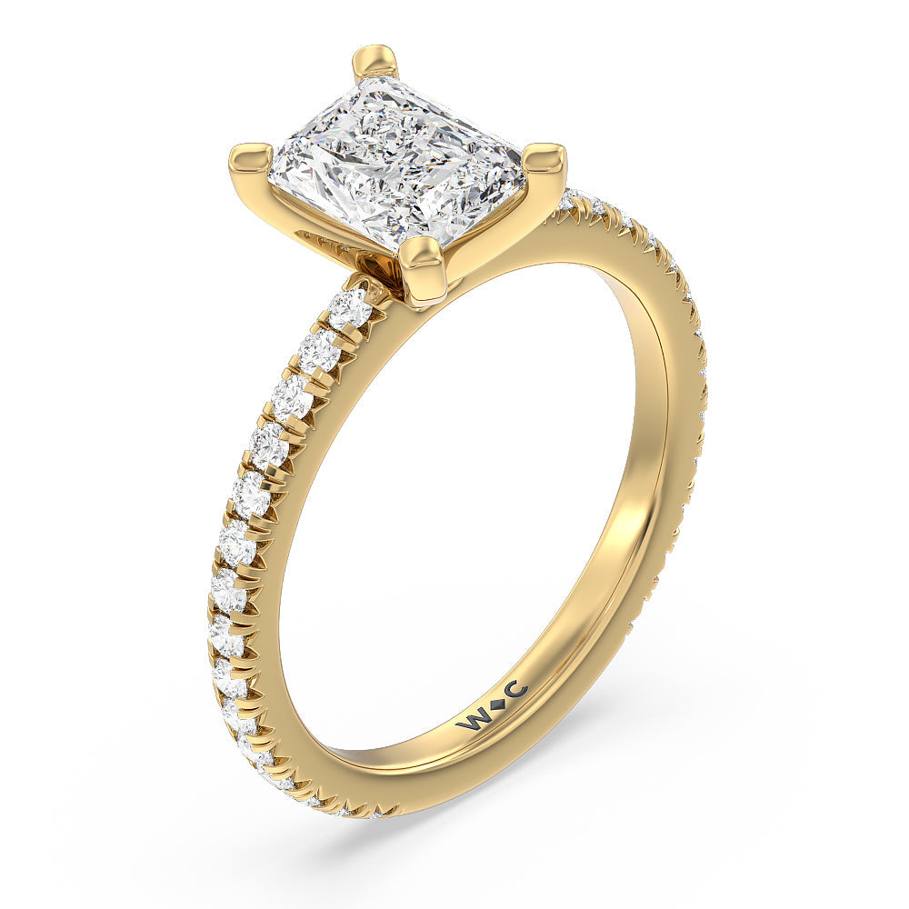 Radiant Cut Ara Petite French Set Diamond Engagement Ring with Lab Grown Diamond in 14KT Yellow Gold view 3
