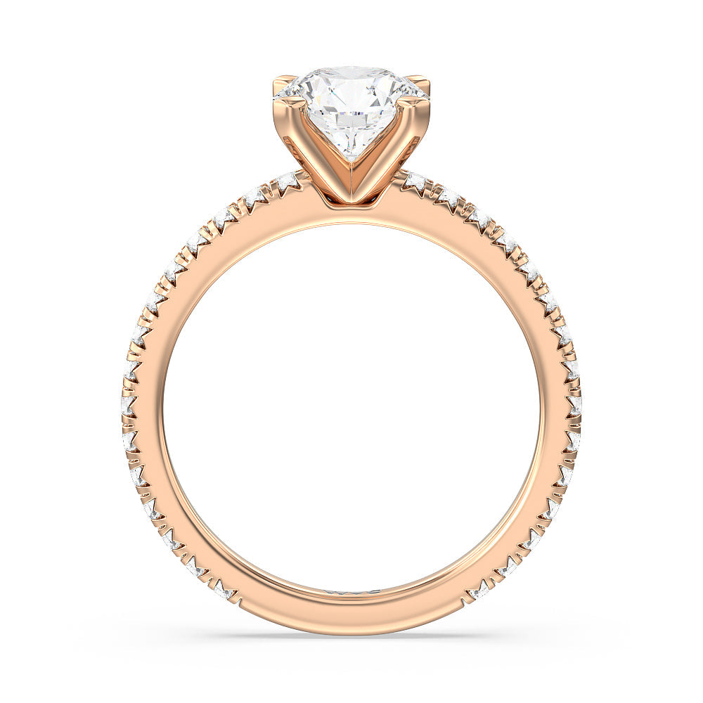 Round Cut Ara Petite French Set Diamond Engagement Ring with Lab Grown Diamond in 14KT Rose Gold view 2
