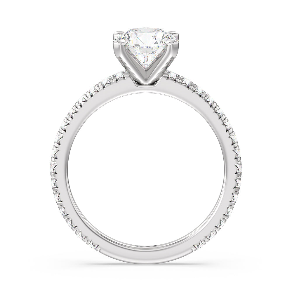 Round Cut Ara Petite French Set Diamond Engagement Ring with Lab Grown Diamond in 14KT Platinum view 2
