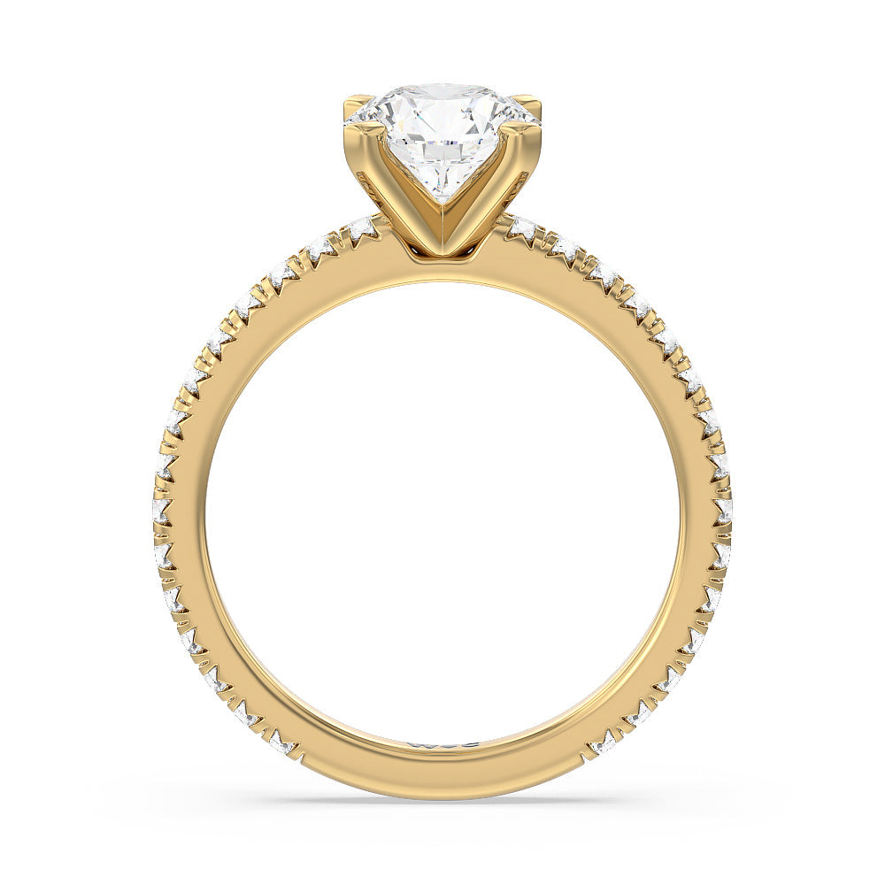 Round Cut Ara Petite French Set Diamond Engagement Ring with Lab Grown Diamond in 14KT Yellow Gold view 2
