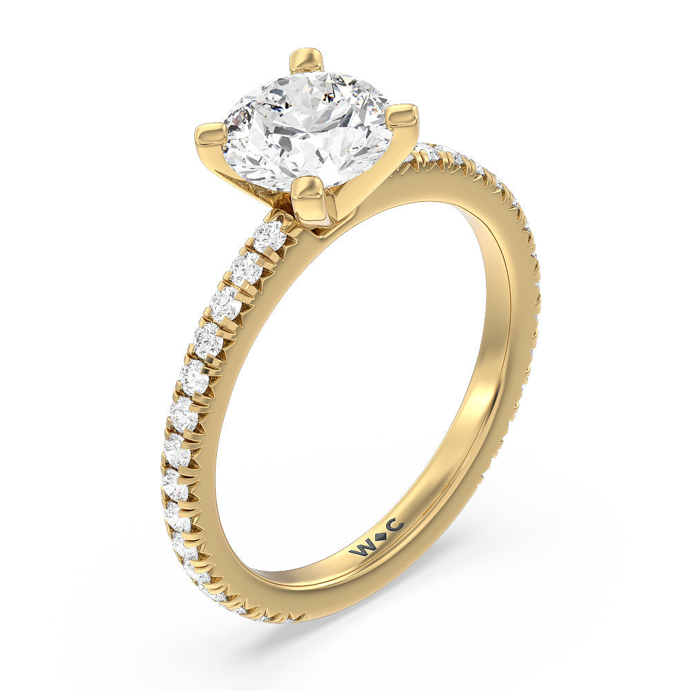 Round Cut Ara Petite French Set Diamond Engagement Ring with Lab Grown Diamond in 14KT Yellow Gold view 3
