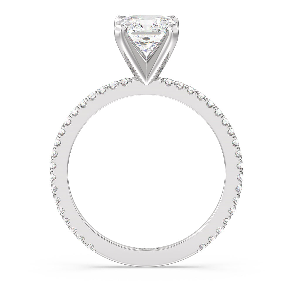 Asscher Cut Ara Fine Classic Pave Diamond Engagement Ring with Lab Grown Diamond in 14KT Platinum view 2
