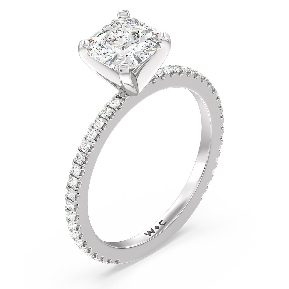Asscher Cut Ara Fine Classic Pave Diamond Engagement Ring with Lab Grown Diamond in 14KT Platinum view 3
