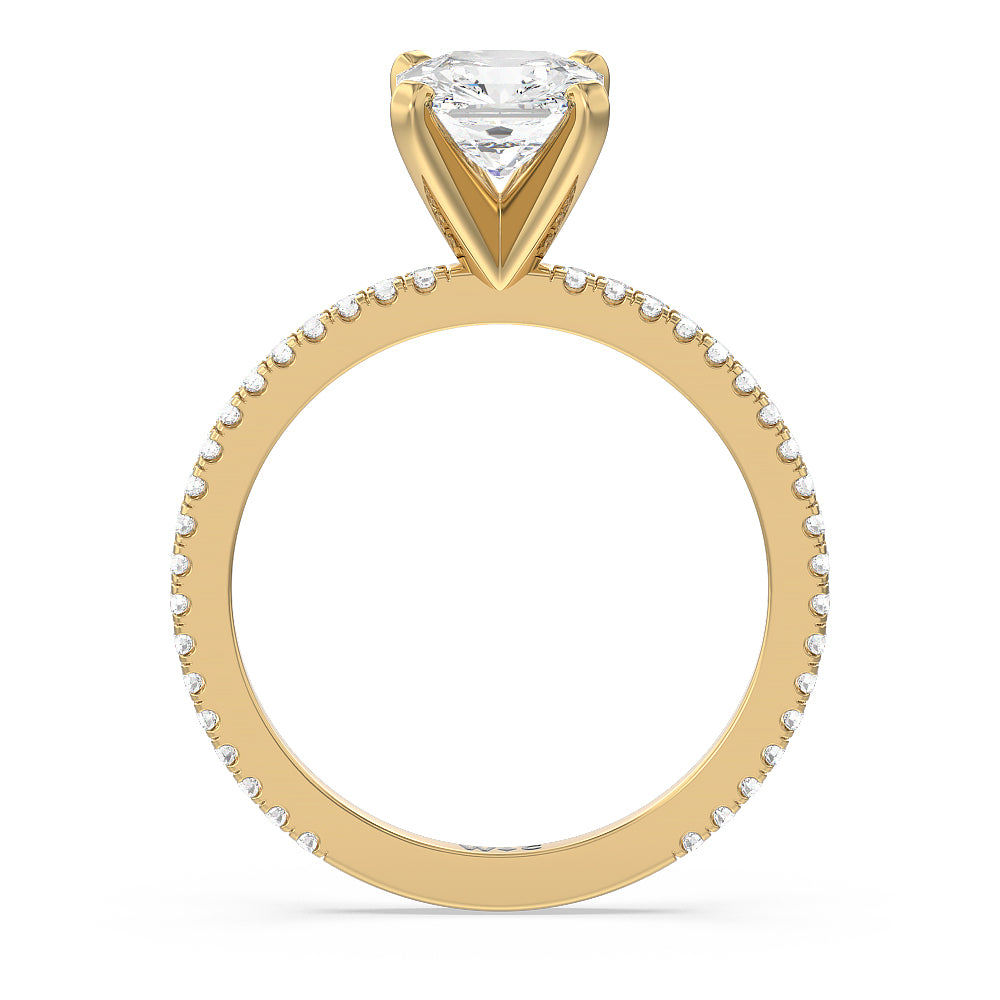 Asscher Cut Ara Fine Classic Pave Diamond Engagement Ring with Lab Grown Diamond in 14KT Yellow Gold view 2
