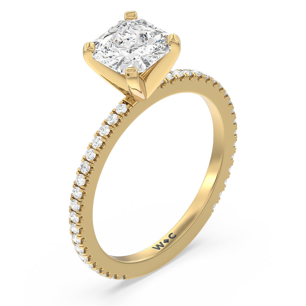 Asscher Cut Ara Fine Classic Pave Diamond Engagement Ring with Lab Grown Diamond in 14KT Yellow Gold view 3
