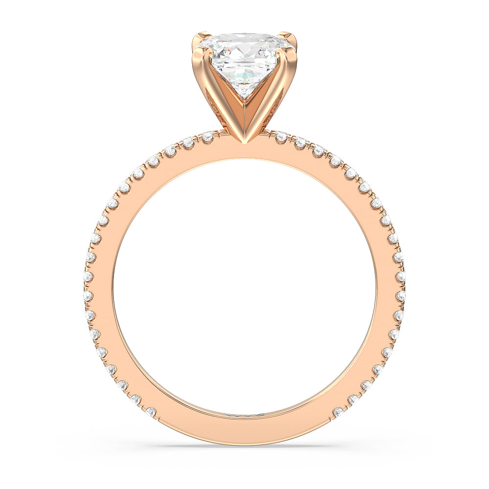 Cushion Cut Ara Fine Classic Pave Diamond Engagement Ring with Lab Grown Diamond in 14KT Rose Gold view 2
