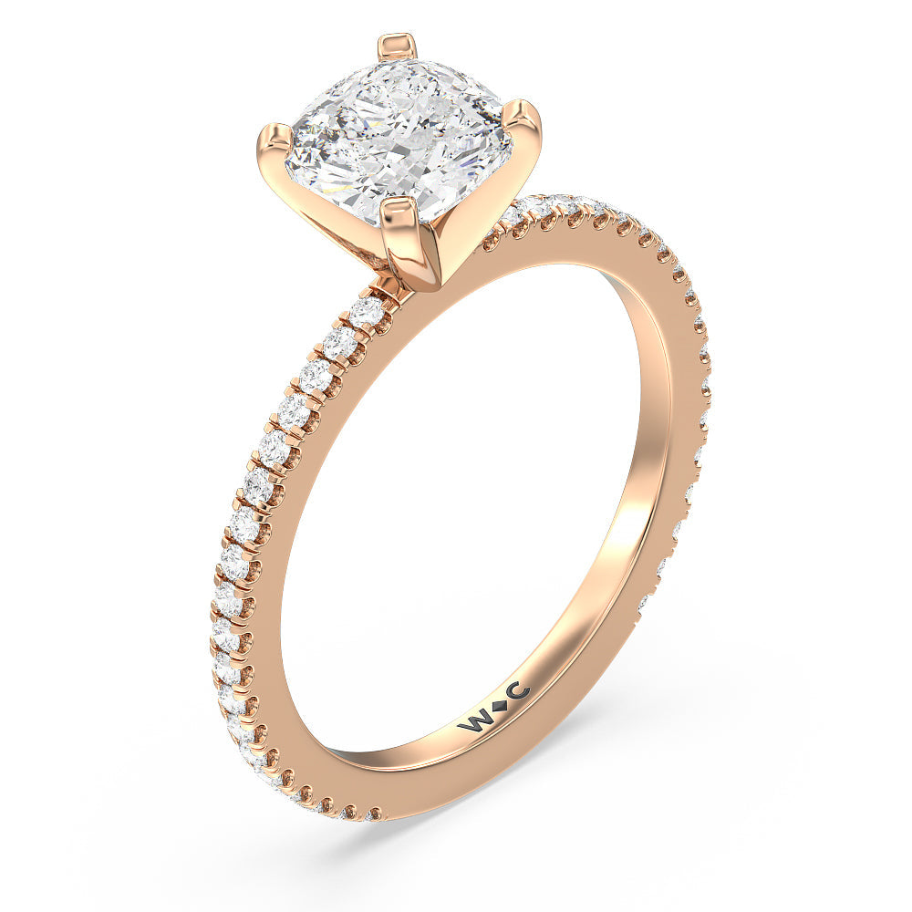 Cushion Cut Ara Fine Classic Pave Diamond Engagement Ring with Lab Grown Diamond in 14KT Rose Gold view 3
