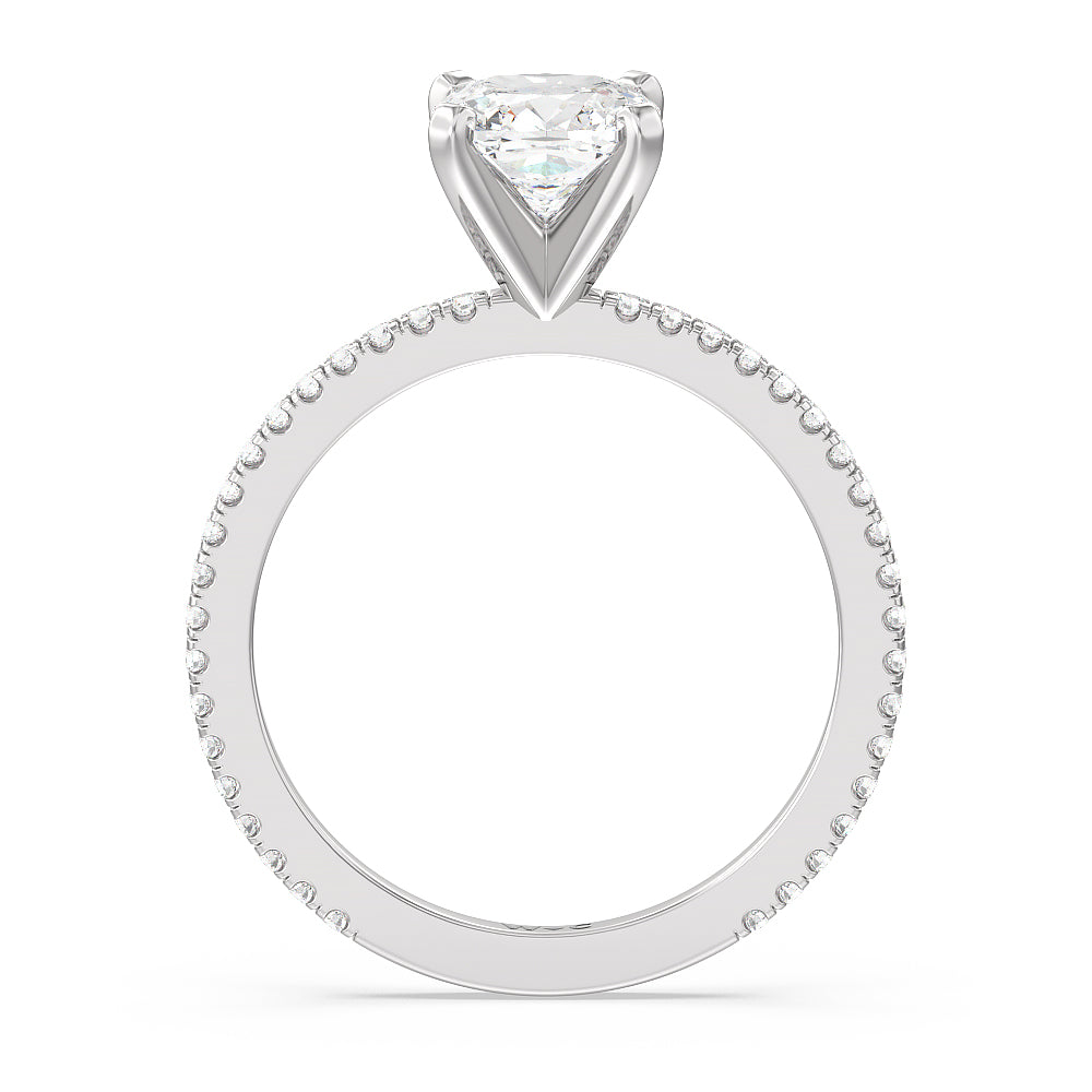 Cushion Cut Ara Fine Classic Pave Diamond Engagement Ring with Lab Grown Diamond in 14KT Platinum view 2
