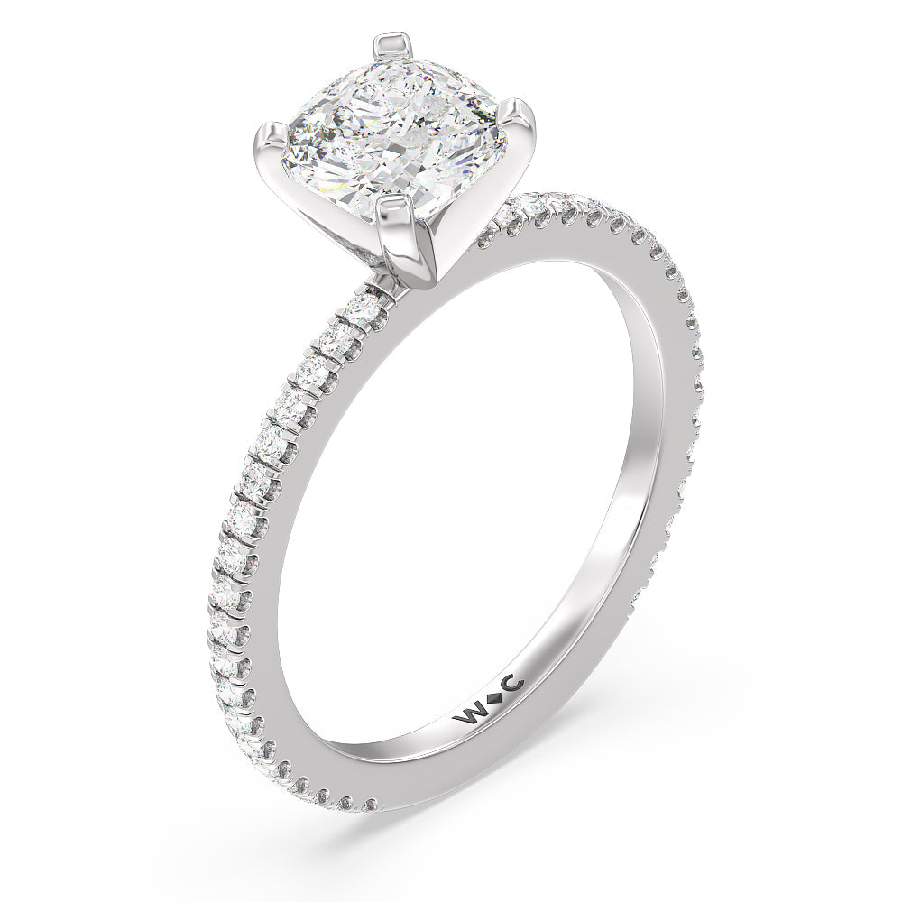 Cushion Cut Ara Fine Classic Pave Diamond Engagement Ring with Lab Grown Diamond in 14KT Platinum view 3
