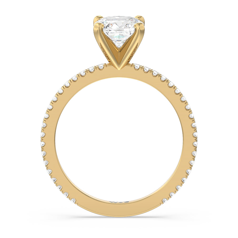 Cushion Cut Ara Fine Classic Pave Diamond Engagement Ring with Lab Grown Diamond in 14KT Yellow Gold view 2
