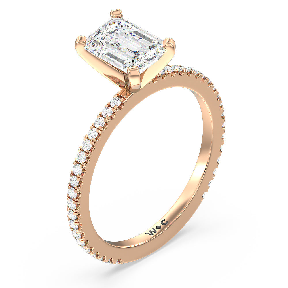 Emerald Cut Ara Fine Classic Pave Diamond Engagement Ring with Lab Grown Diamond in 14KT Rose Gold view 3
