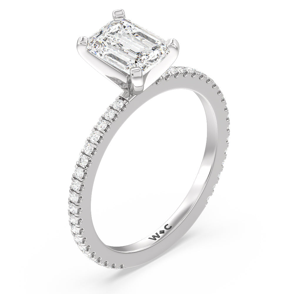 Emerald Cut Ara Fine Classic Pave Diamond Engagement Ring with Lab Grown Diamond in 14KT Platinum view 3
