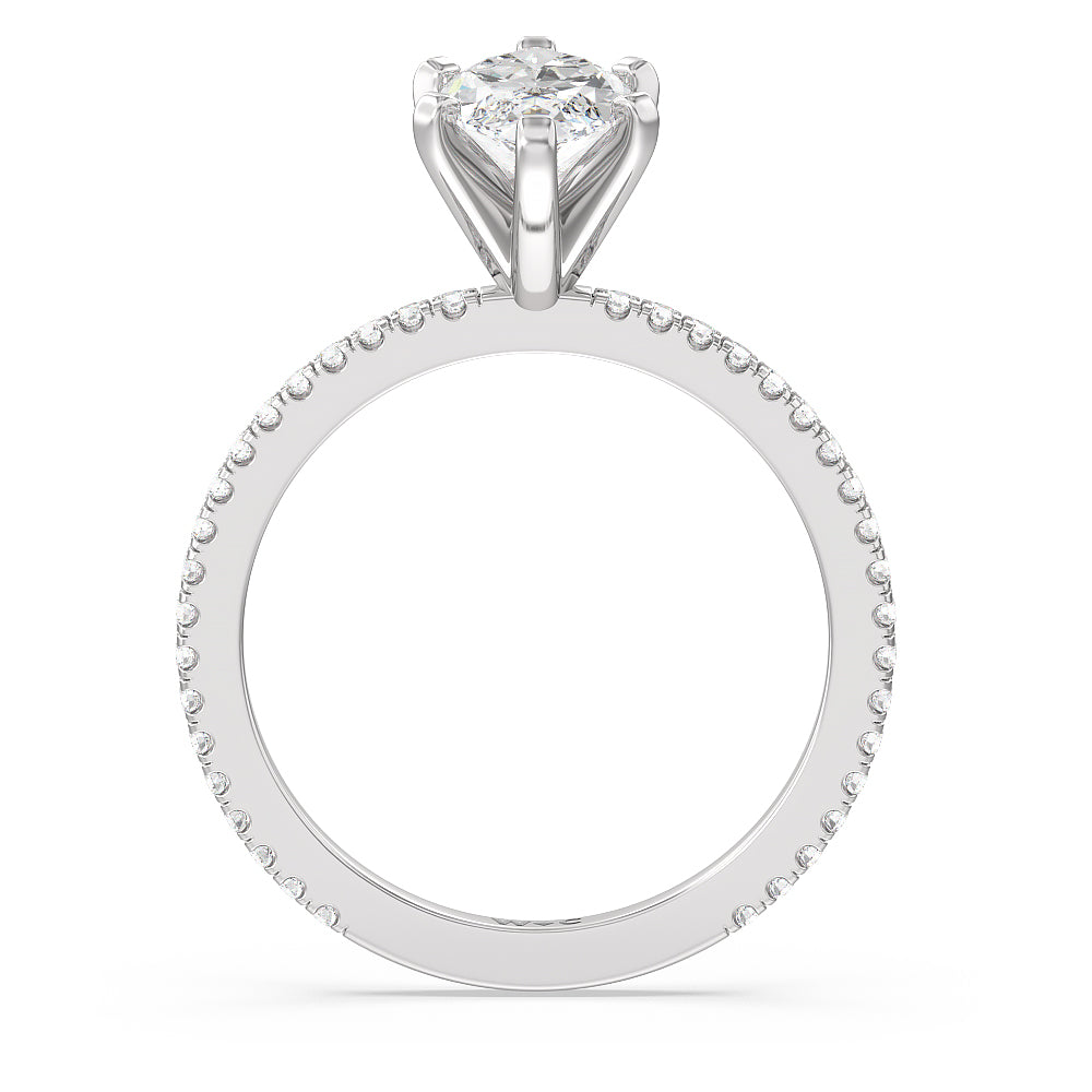 Marquise Cut Ara Fine Classic Pave Diamond Engagement Ring with Lab Grown Diamond in 14KT Platinum view 2
