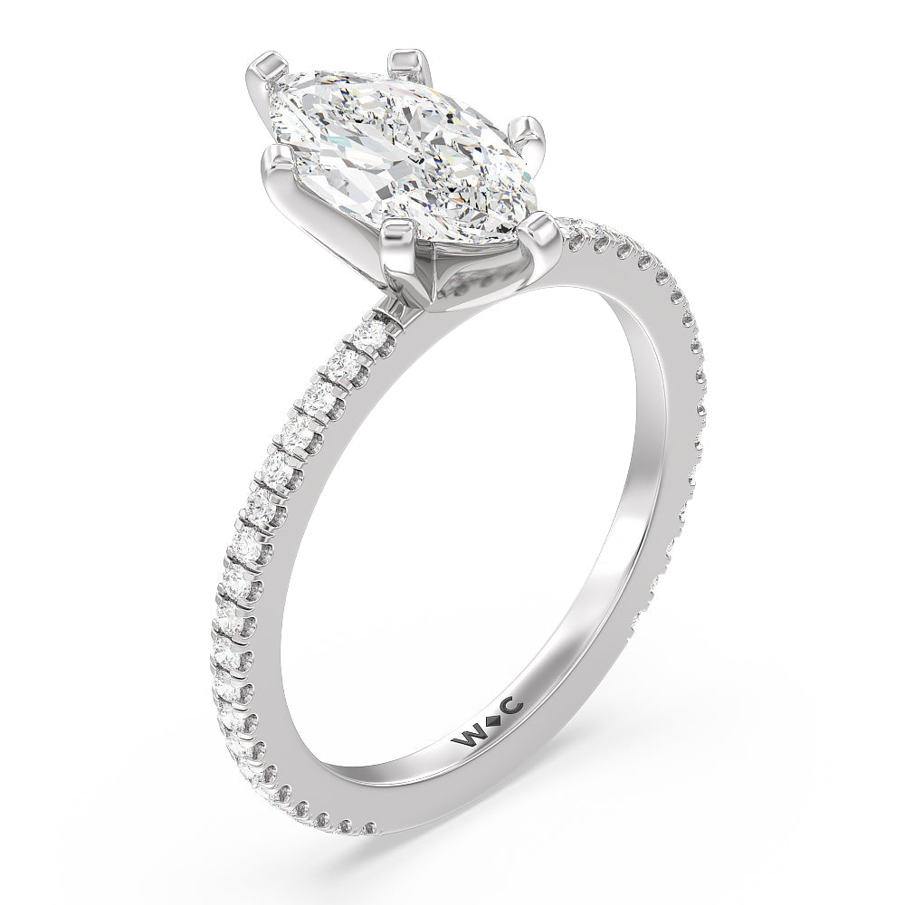 Marquise Cut Ara Fine Classic Pave Diamond Engagement Ring with Lab Grown Diamond in 14KT Platinum view 3
