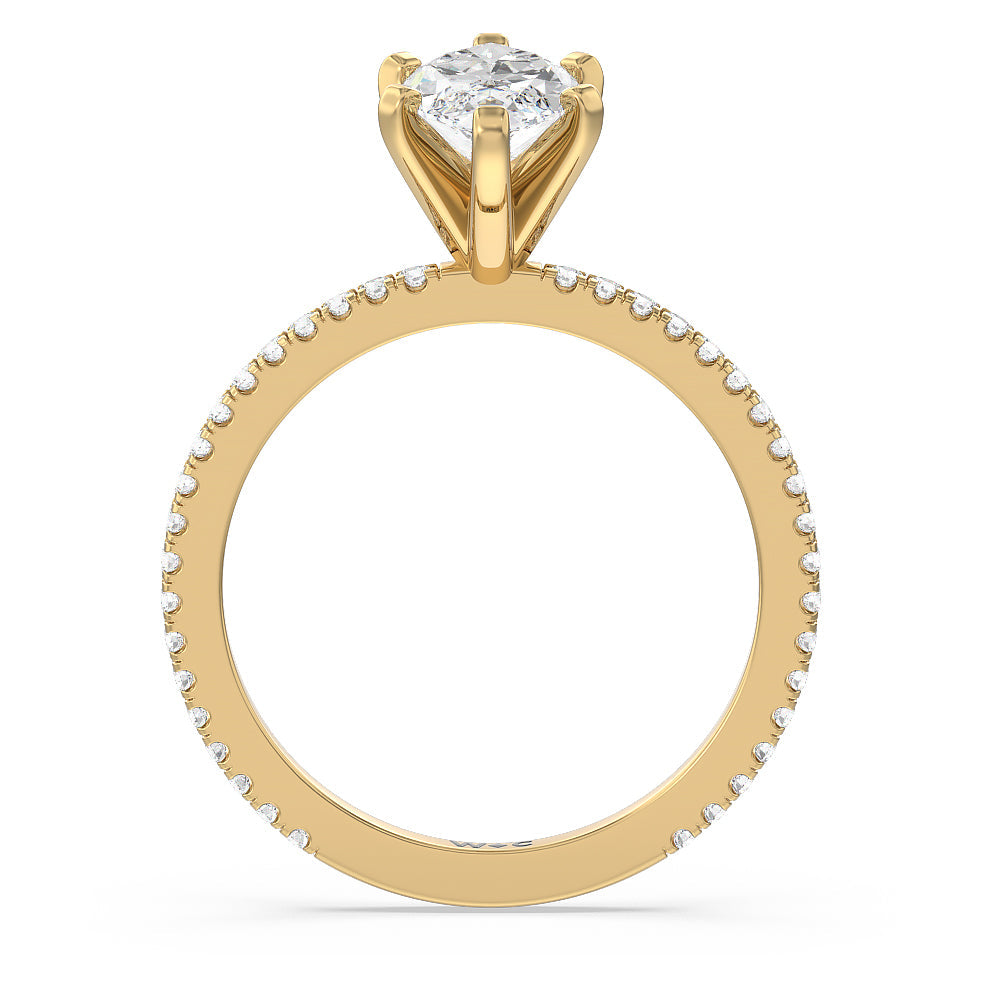 Marquise Cut Ara Fine Classic Pave Diamond Engagement Ring with Lab Grown Diamond in 14KT Yellow Gold view 2
