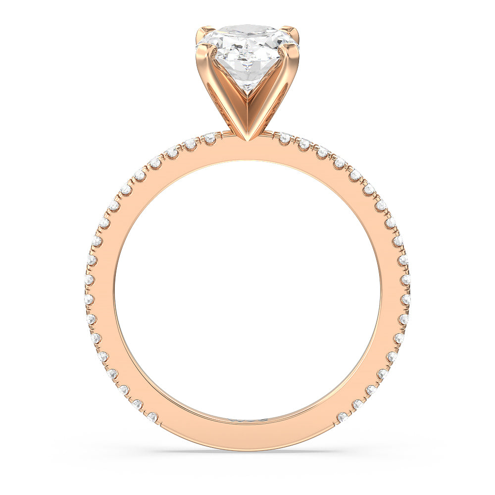 Oval Cut Ara Fine Classic Pave Diamond Engagement Ring with Lab Grown Diamond in 14KT Rose Gold view 2
