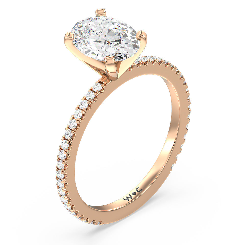 Oval Cut Ara Fine Classic Pave Diamond Engagement Ring with Lab Grown Diamond in 14KT Rose Gold view 3
