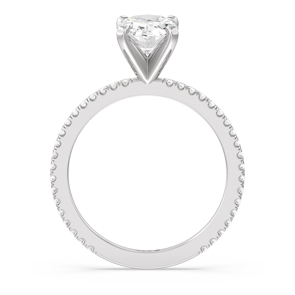 Oval Cut Ara Fine Classic Pave Diamond Engagement Ring with Lab Grown Diamond in 14KT Platinum view 2

