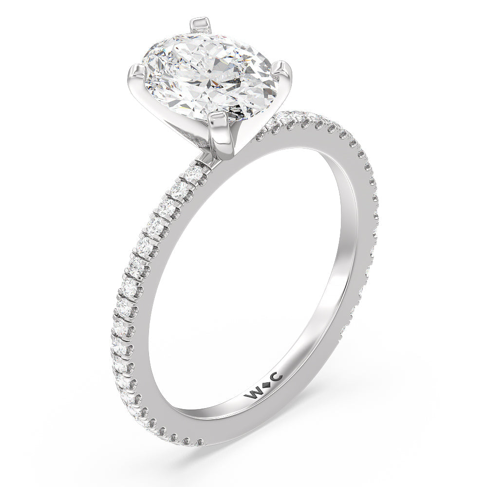 Oval Cut Ara Fine Classic Pave Diamond Engagement Ring with Lab Grown Diamond in 14KT Platinum view 3
