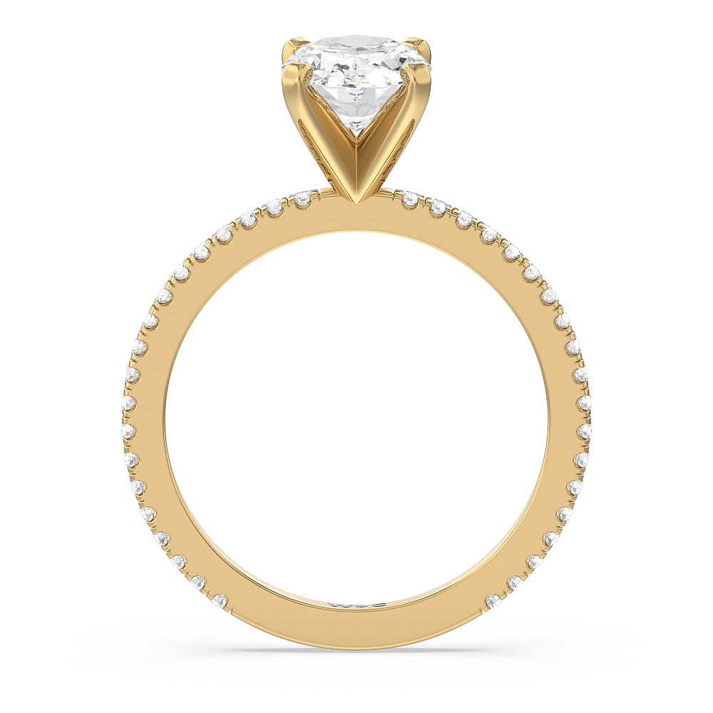 Oval Cut Ara Fine Classic Pave Diamond Engagement Ring with Lab Grown Diamond in 14KT Yellow Gold view 2

