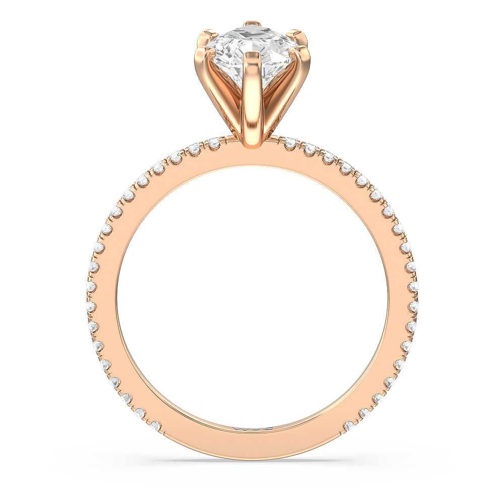 Pear Cut Ara Fine Classic Pave Diamond Engagement Ring with Lab Grown Diamond in 14KT Rose Gold view 2
