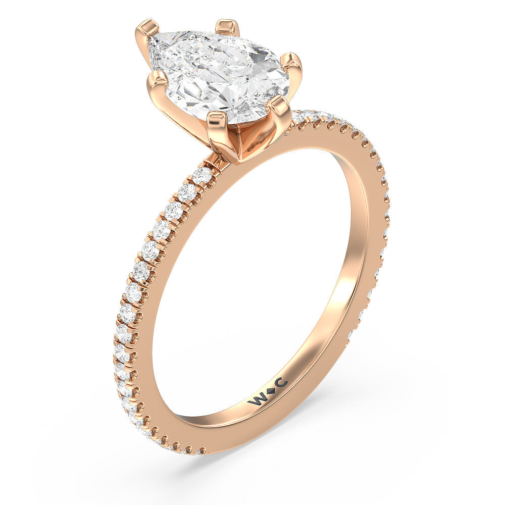 Pear Cut Ara Fine Classic Pave Diamond Engagement Ring with Lab Grown Diamond in 14KT Rose Gold view 3
