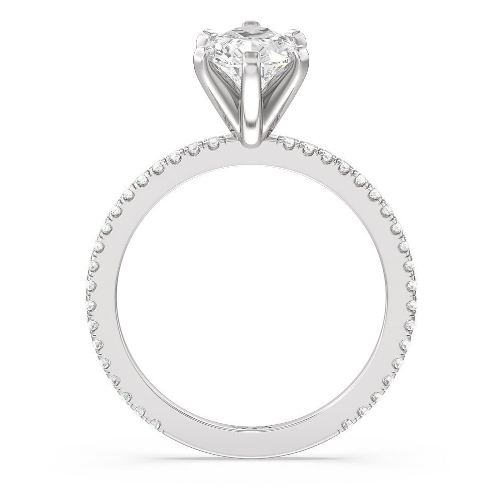 Pear Cut Ara Fine Classic Pave Diamond Engagement Ring with Lab Grown Diamond in 14KT Platinum view 2
