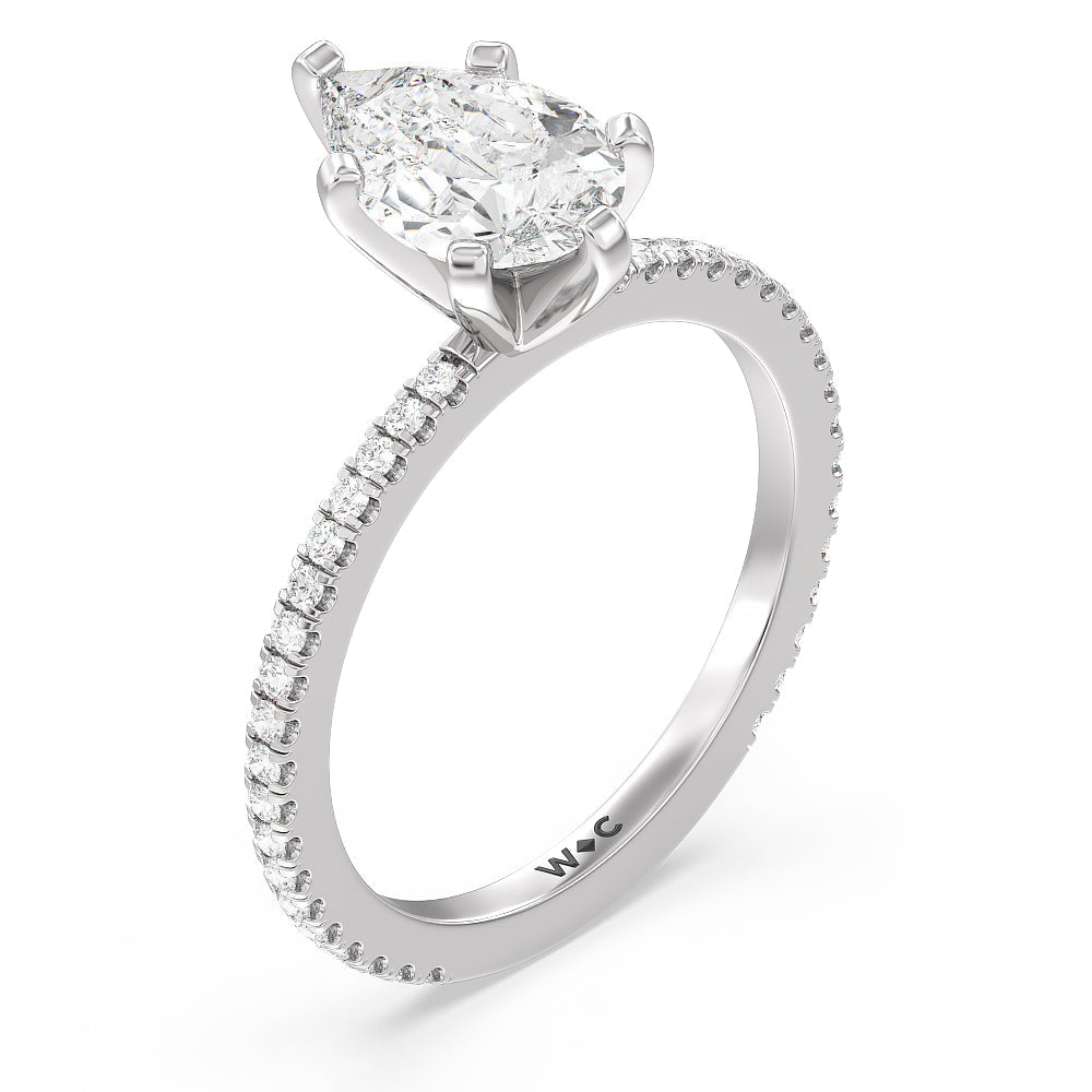 Pear Cut Ara Fine Classic Pave Diamond Engagement Ring with Lab Grown Diamond in 14KT Platinum view 3

