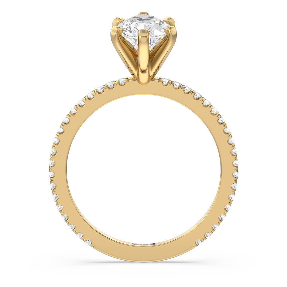 Pear Cut Ara Fine Classic Pave Diamond Engagement Ring with Lab Grown Diamond in 14KT Yellow Gold view 2
