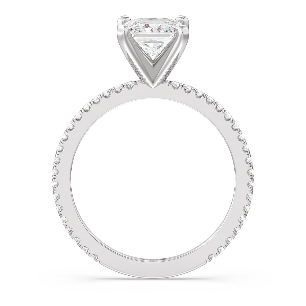 Princess Cut Ara Fine Classic Pave Diamond Engagement Ring with Lab Grown Diamond in 14KT Platinum view 2
