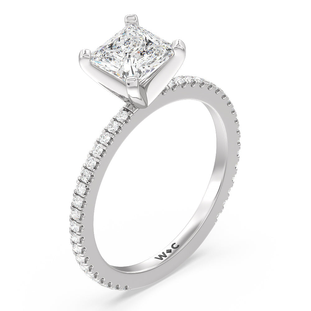 Princess Cut Ara Fine Classic Pave Diamond Engagement Ring with Lab Grown Diamond in 14KT Platinum view 3
