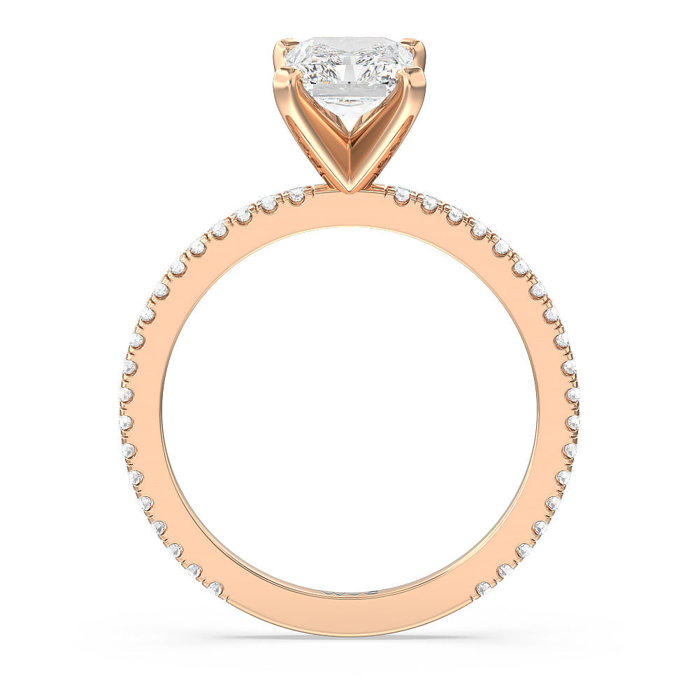 Radiant Cut Ara Fine Classic Pave Diamond Engagement Ring with Lab Grown Diamond in 14KT Rose Gold view 2
