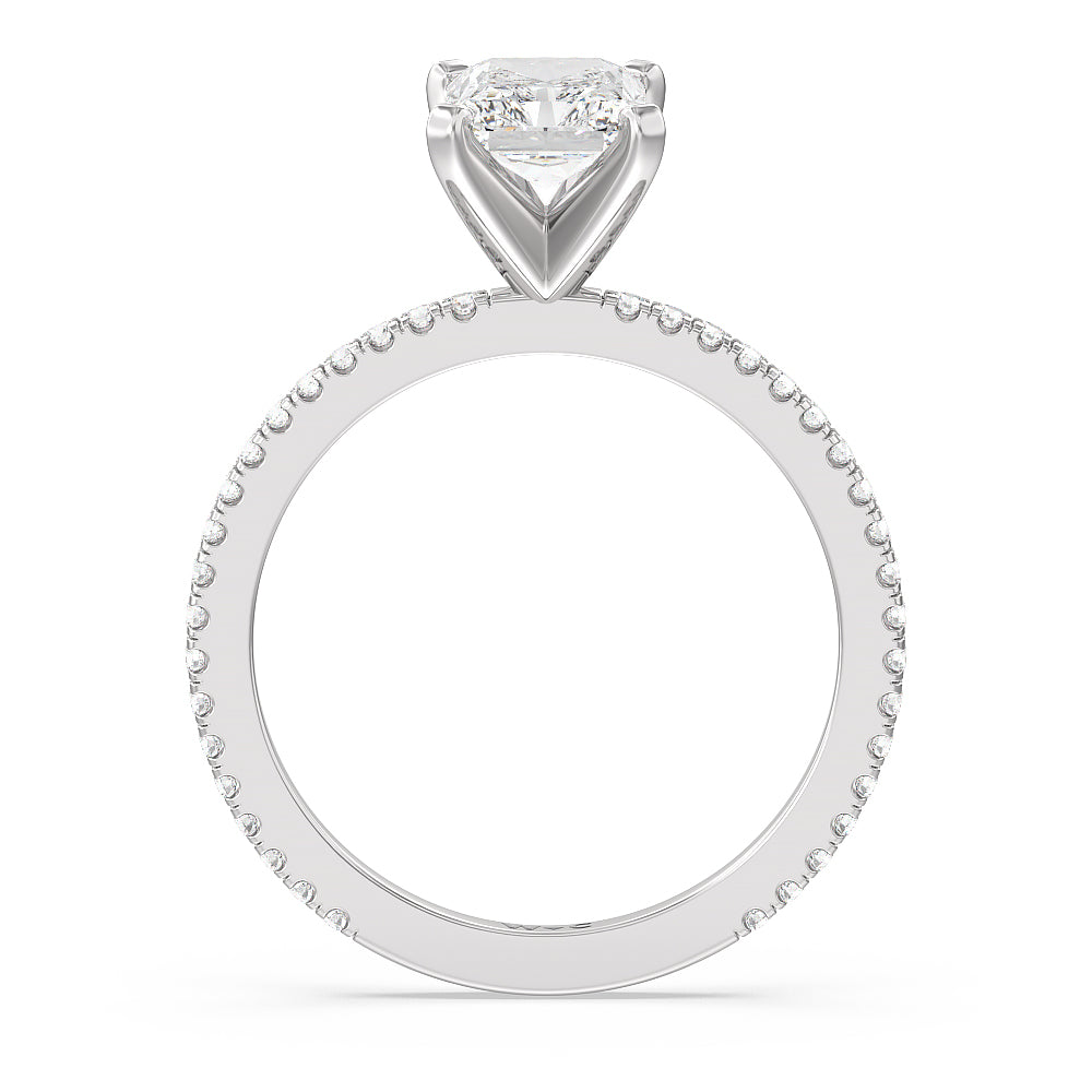 Radiant Cut Ara Fine Classic Pave Diamond Engagement Ring with Lab Grown Diamond in 14KT Platinum view 2
