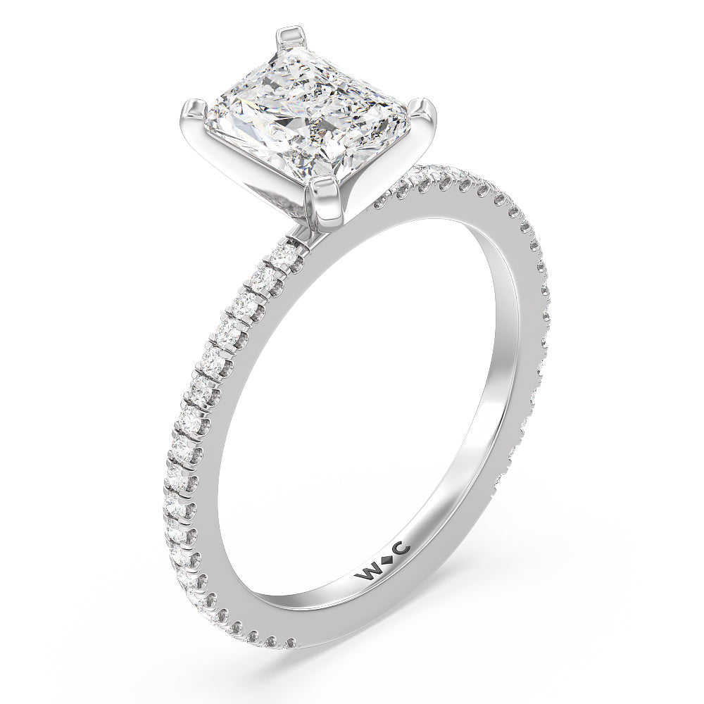 Radiant Cut Ara Fine Classic Pave Diamond Engagement Ring with Lab Grown Diamond in 14KT Platinum view 3
