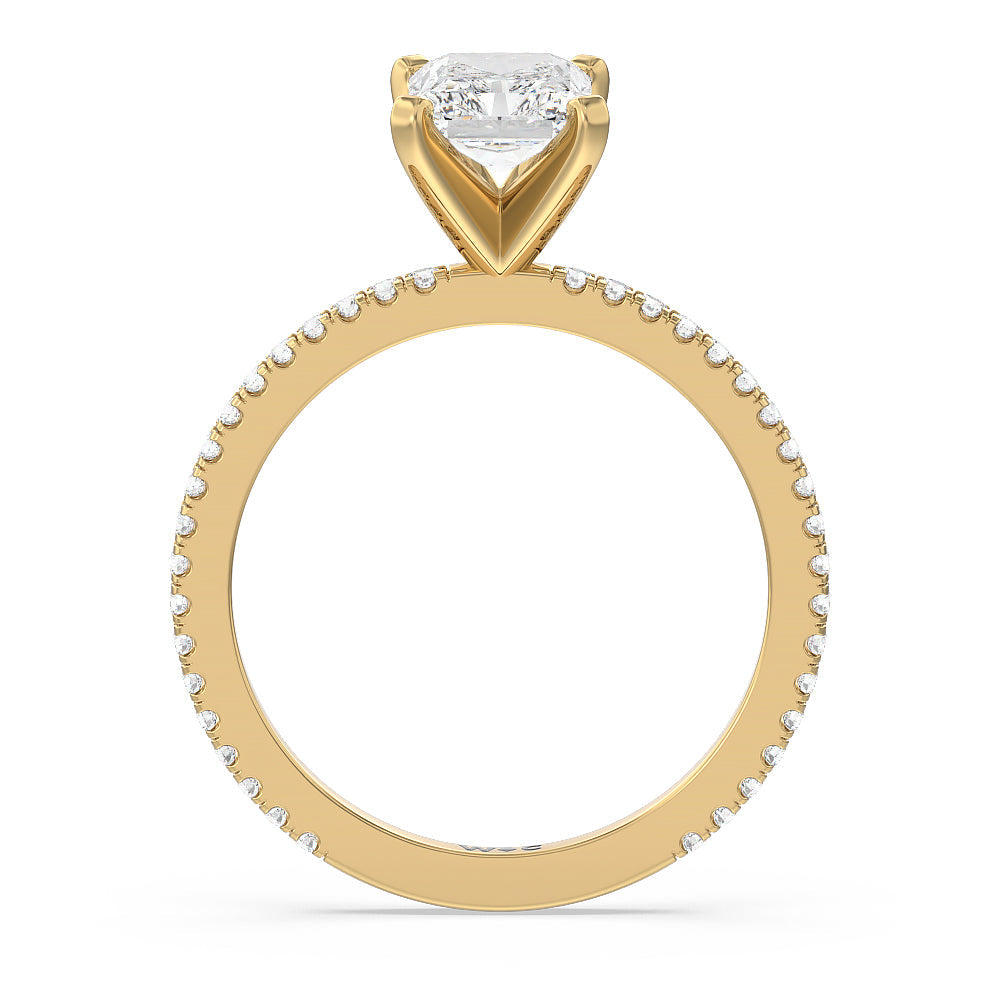 Radiant Cut Ara Fine Classic Pave Diamond Engagement Ring with Lab Grown Diamond in 14KT Yellow Gold view 2
